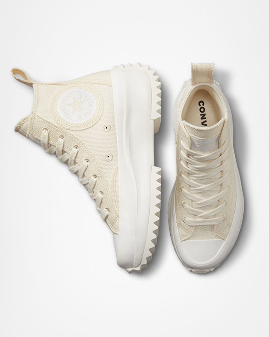 Topanky Na Platforme Converse Run Star Hike Raw Edge Vysoke Damske Béžové Béžové Biele | SK NRDQB5